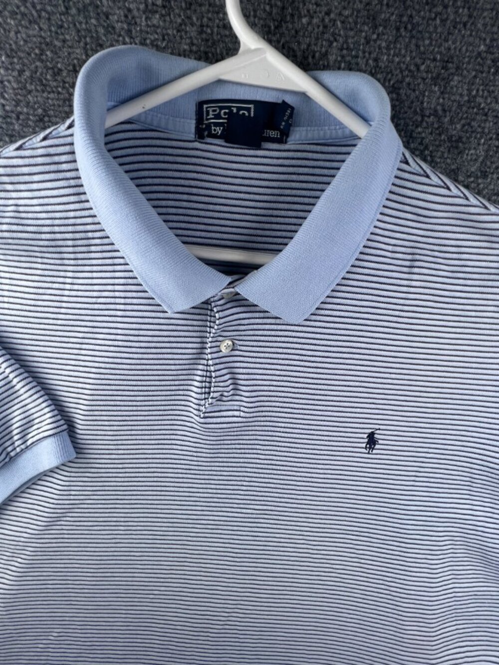 Polo Ralph Lauren USA Men’s Short Sleeve Polo Striped Blue 2XL Cotton Preppy
